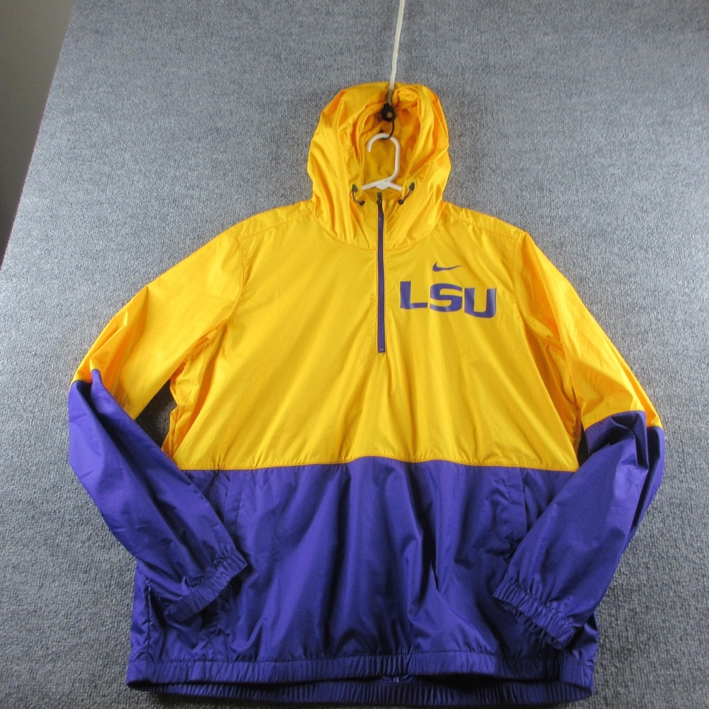 LSU Tigers Jacket Mens XL Gold Purple NCAA Football Nike Hooded Pullover